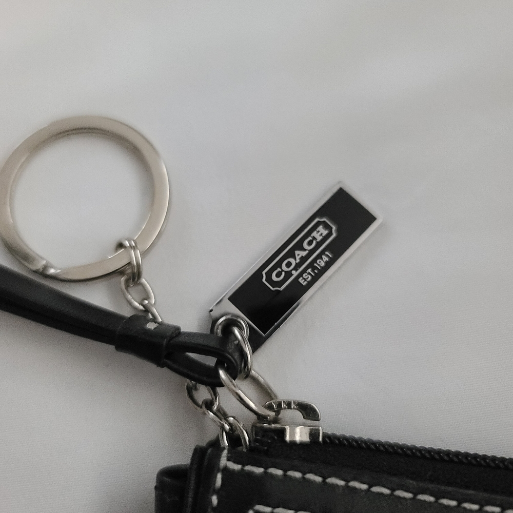 Coach Key Pouch, 4" x 3", Black - Picture 3 of 4